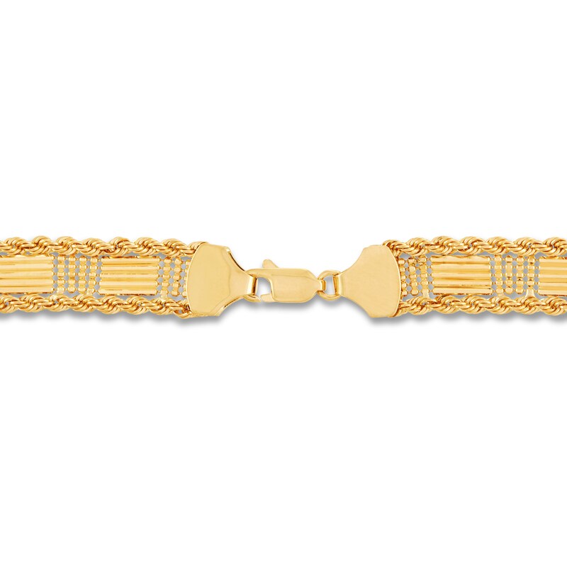 Main Image 3 of Hollow Square Bead & Bar Necklace 10K Yellow Gold 17.25"
