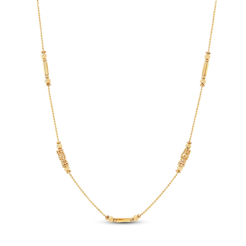 Main Image 1 of Bar & Bead Chain Necklace 10K Yellow Gold