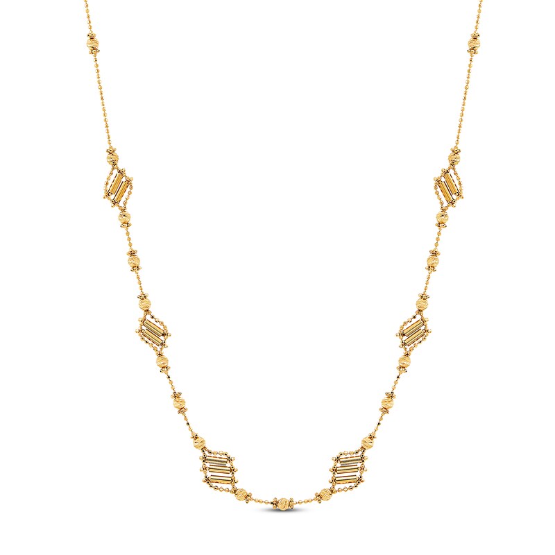 Main Image 1 of Alternating Bar & Bead Necklace 10K Yellow Gold