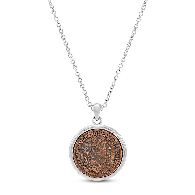 Main Image 1 of Reverse Copper Coin Necklace Sterling Silver 17"