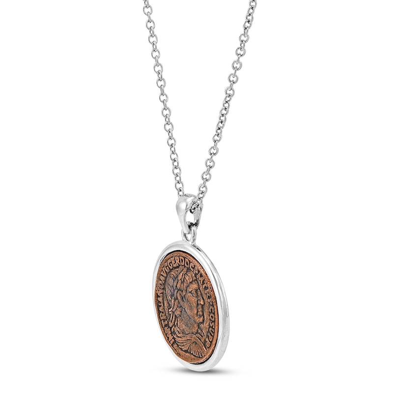 Reverse Copper Coin Necklace Sterling Silver 17"