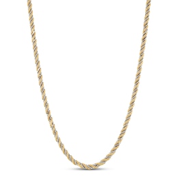 Hollow Rope Chain Necklace 10K Two-Tone Gold 20" 2.43mm