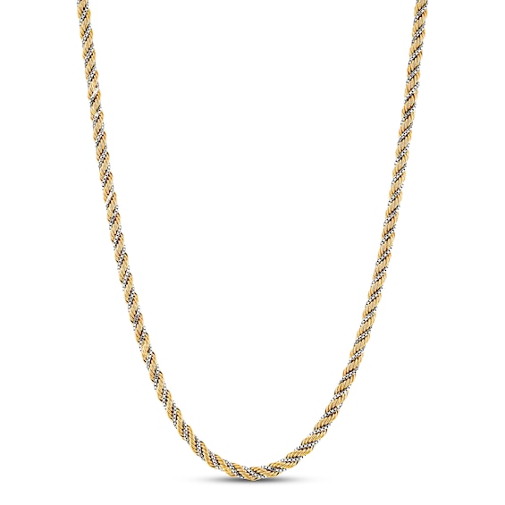 Rope Chain Necklace Hollow 10K Two-Tone Gold 20" 3.1mm