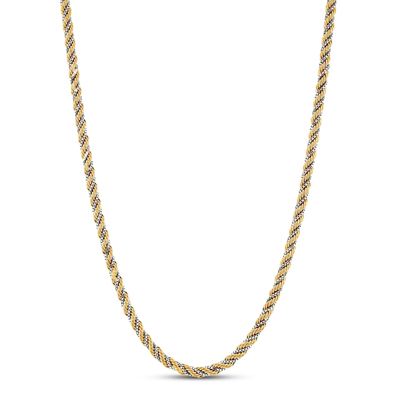 Hollow Rope Chain Necklace 10K Two-Tone Gold 20" 2.43mm