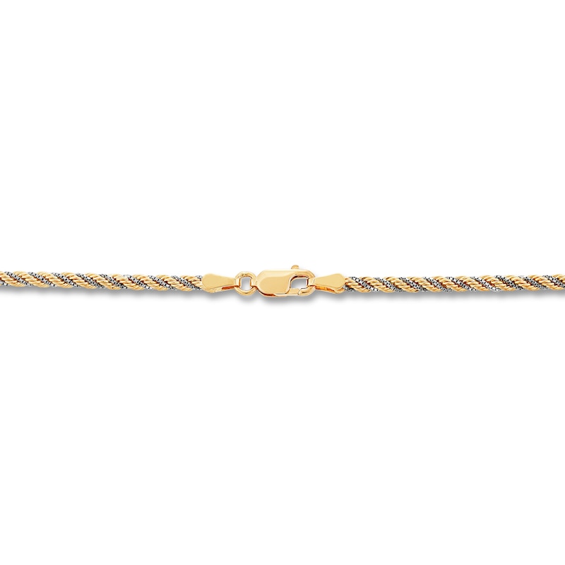 Hollow Rope Chain Necklace 10K Two-Tone Gold 20" 2.43mm