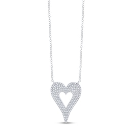 Shy Creation Diamond Heart Necklace 1/3 ct tw Round 14K White Gold JR55001140