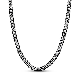 Solid Curb Chain Necklace Two-Tone Stainless Steel 24"
