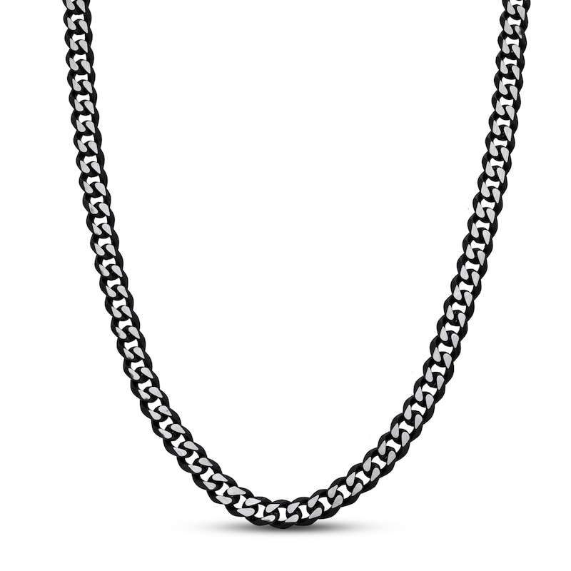 Solid Curb Chain Necklace Two-Tone Stainless Steel 24"
