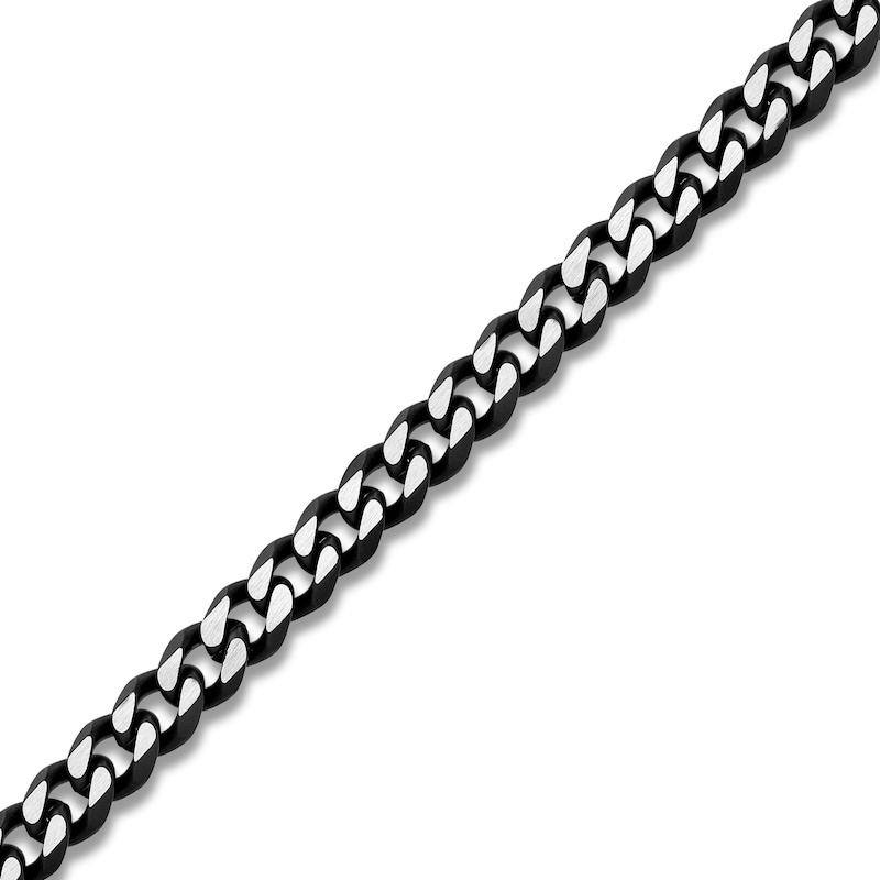 Bulova Link Black-Tone Stainless Steel Chain Necklace, 8mm, 24 Inches