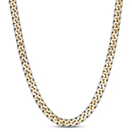 Solid Curb Chain Necklace Two-Tone Stainless Steel 24" 8mm