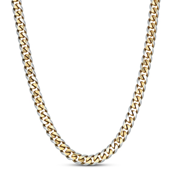 Solid Curb Chain Necklace Two-Tone Stainless Steel 24" 8mm