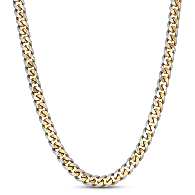 Solid Curb Chain Necklace Two-Tone Stainless Steel 24" 8mm