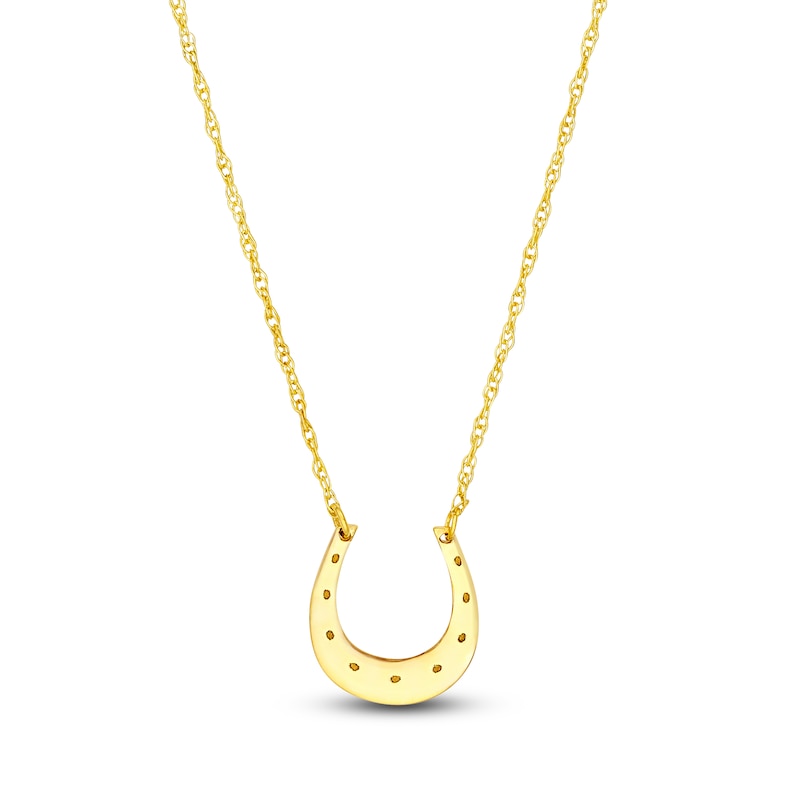  Gold Horseshoe Pendant without Necklace, Small Good Luck Charm  in 14 Kt Yellow, Men Women 14k Charms for Necklaces (up to 4mm)