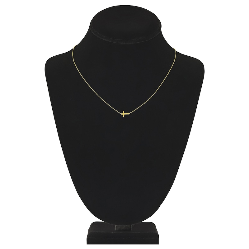 Main Image 4 of Sideways Cross Necklace 14K Yellow Gold 16-18" Adjustable