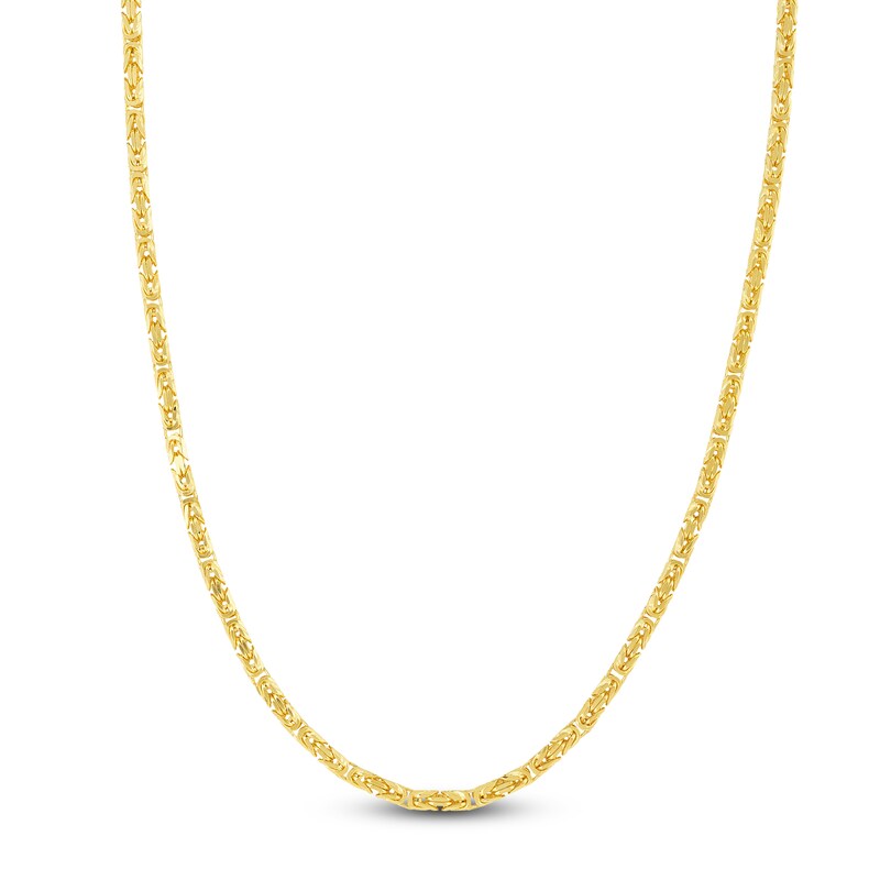 Solid Byzantine Chain Necklace 14K Yellow Gold 3.45mm 22"