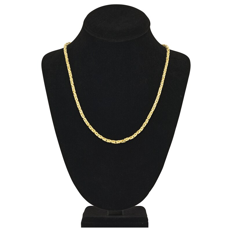 Main Image 4 of Solid Byzantine Chain Necklace 14K Yellow Gold 3.45mm 22"