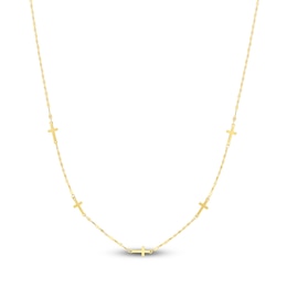 Cross Necklace 14K Yellow Gold 18"