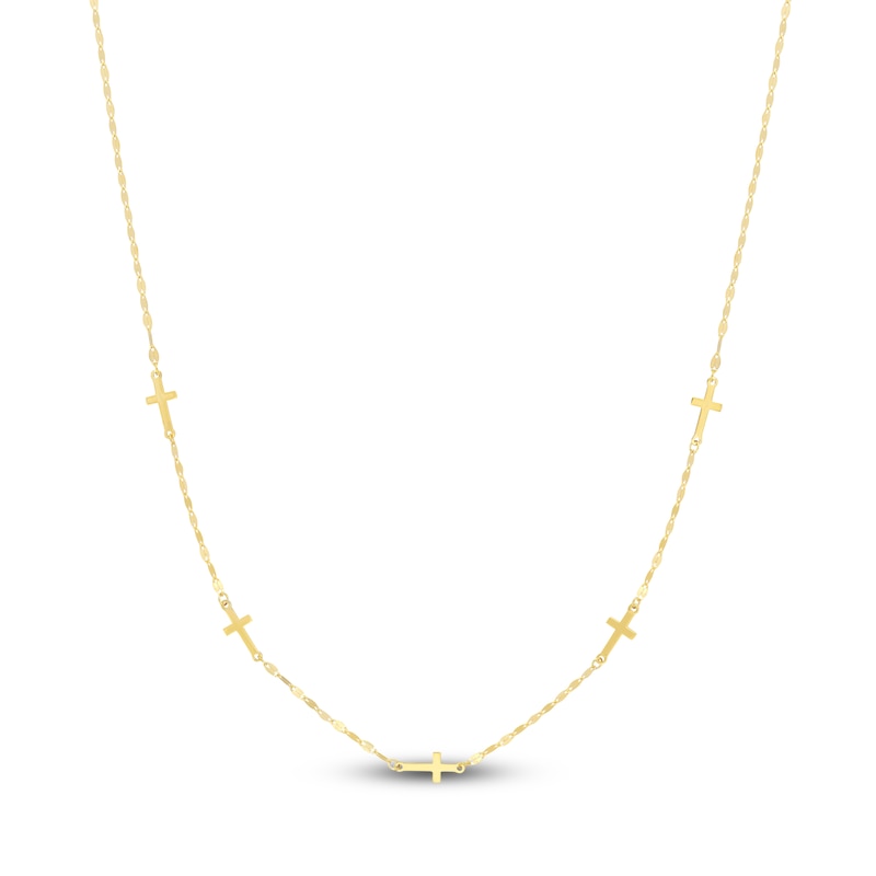 Main Image 1 of Cross Necklace 14K Yellow Gold 18"