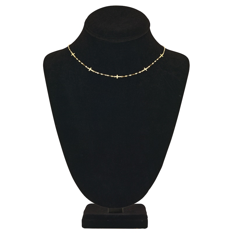 Main Image 4 of Cross Necklace 14K Yellow Gold 18"