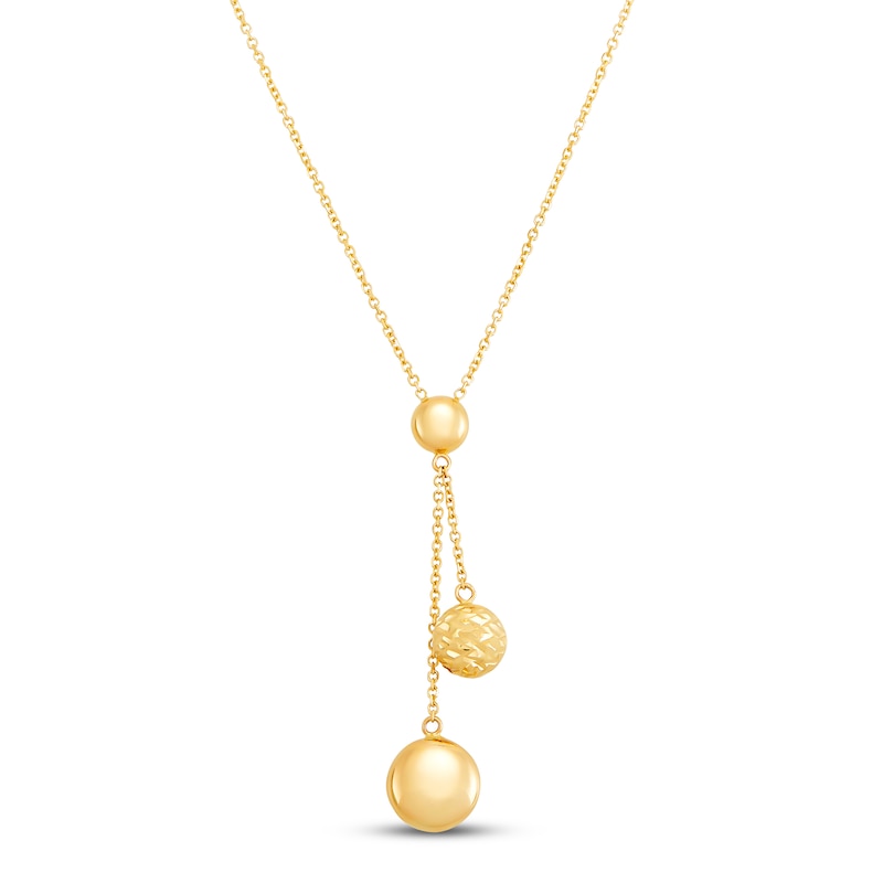 Main Image 1 of Italia D'Oro Beaded Drop Necklace 14K Yellow Gold 18&quot;