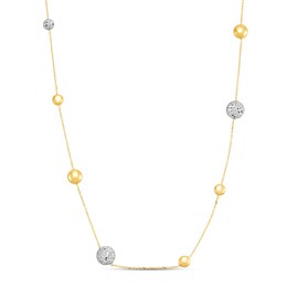 Italia D'Oro Flat Bead Necklace 14K Two-Tone Gold 18&quot;