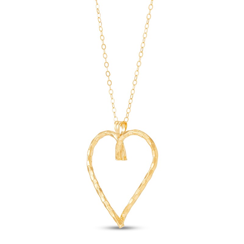 Italia D'Oro Heart Pendant Necklace 14K Yellow Gold 18"