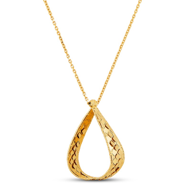 Main Image 1 of Italia D'Oro Pear-shaped Triangle Necklace 14K Yellow Gold 18"