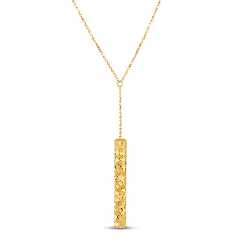 Main Image 1 of Italia D'Oro Rectangle Bar Necklace 14K Yellow Gold 17"