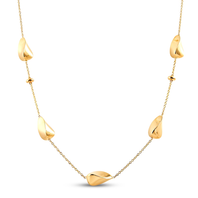 Italia D'Oro Teardrop Pepita Bread Necklace 14K Yellow Gold 18"