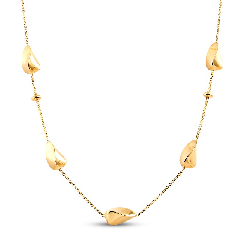 Italia D'Oro Teardrop Pepita Bread Necklace 14K Yellow Gold 18"