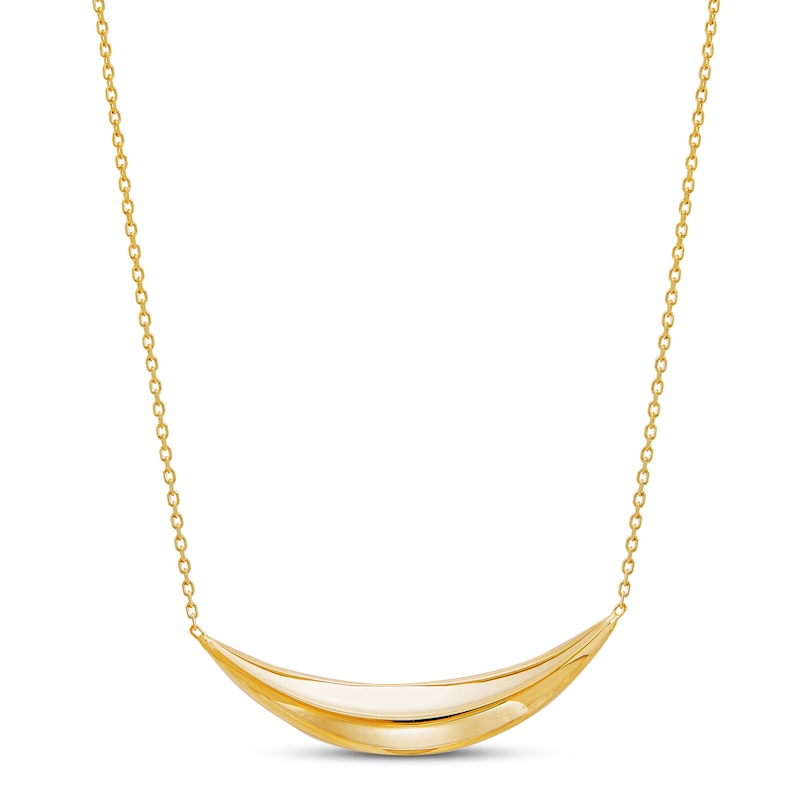 Italia D'Oro Curved Bar Necklace 14K Yellow Gold 17"