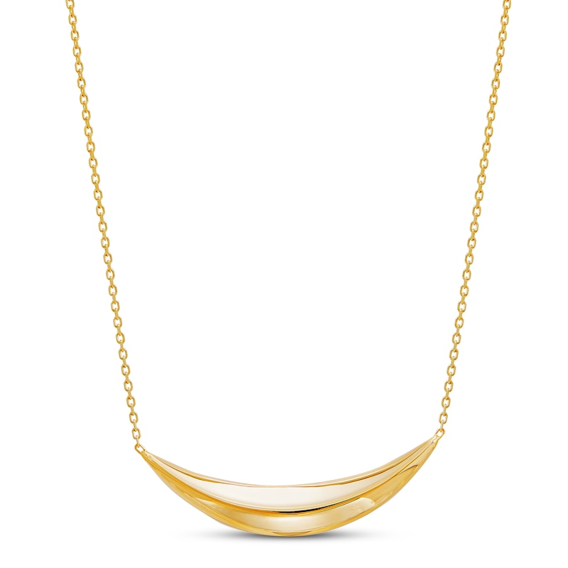 Main Image 1 of Italia D'Oro Curved Bar Necklace 14K Yellow Gold 17"