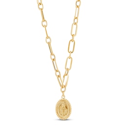 Italia D'Oro Virgin Mary Chain Necklace 14K Yellow Gold 18"
