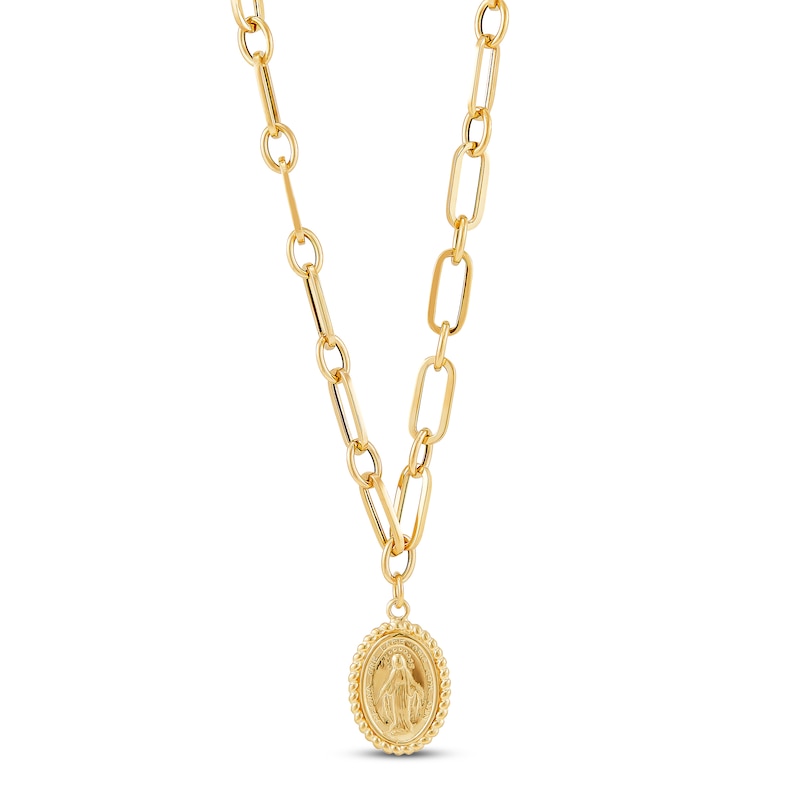 Main Image 1 of Italia D'Oro Virgin Mary Chain Necklace 14K Yellow Gold 18"