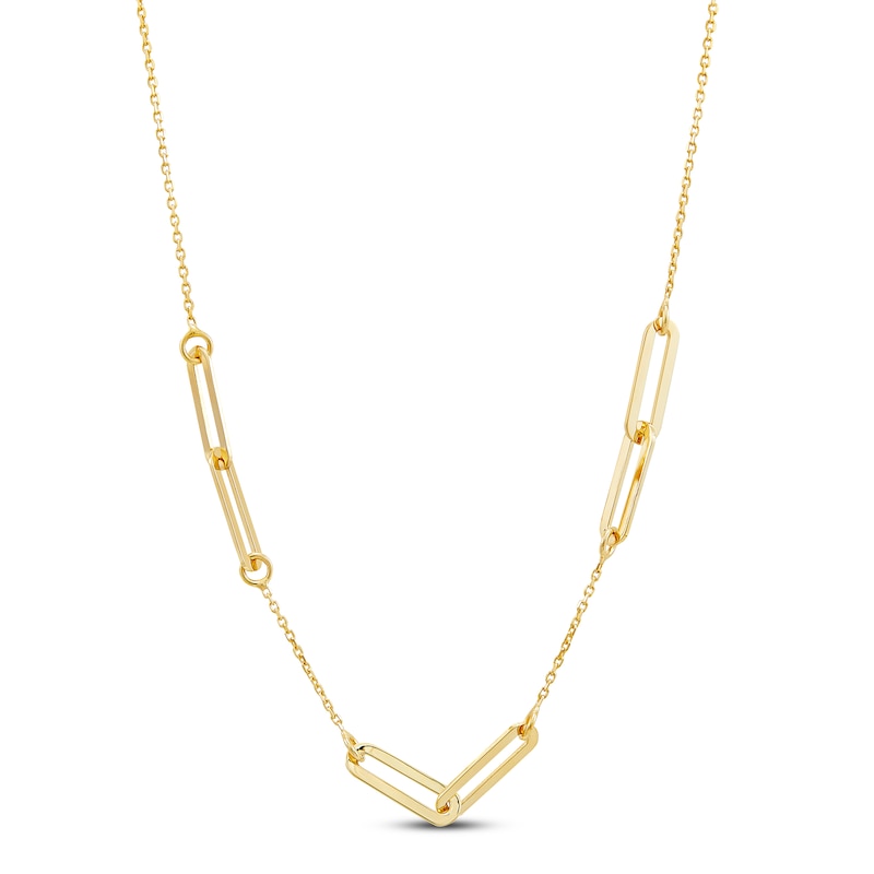 Main Image 1 of Italia D'Oro Oval Link Necklace 14K Yellow Gold 18"