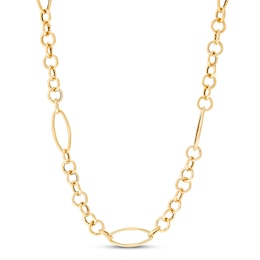 Italia D'Oro Round & Oval Link Necklace 14K Yellow Gold 18&quot;