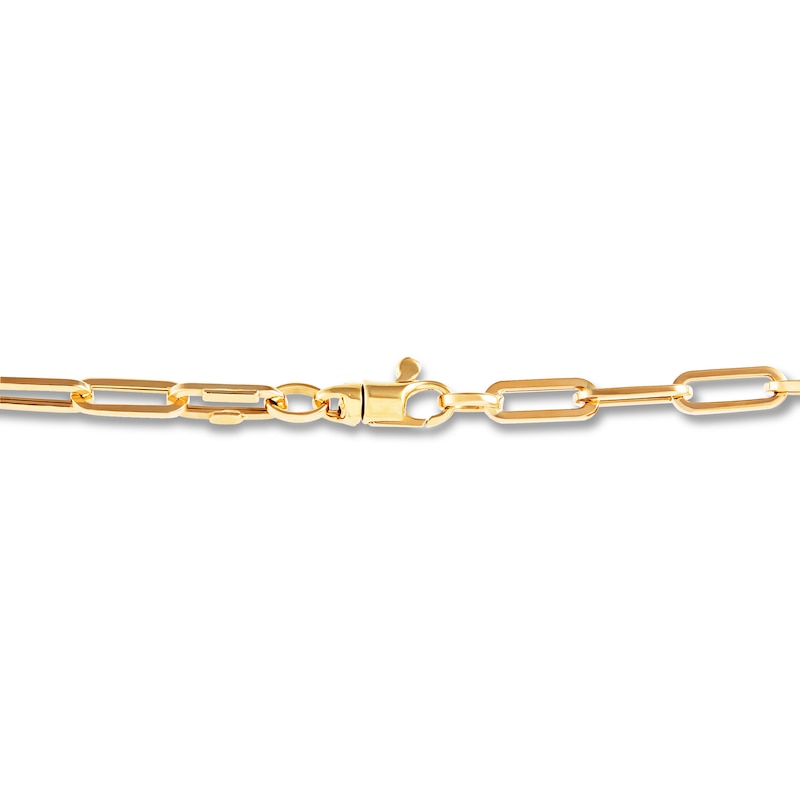 Italia D'Oro Hollow Paper Clip Chain Necklace 14K Yellow Gold 18" 3.9mm