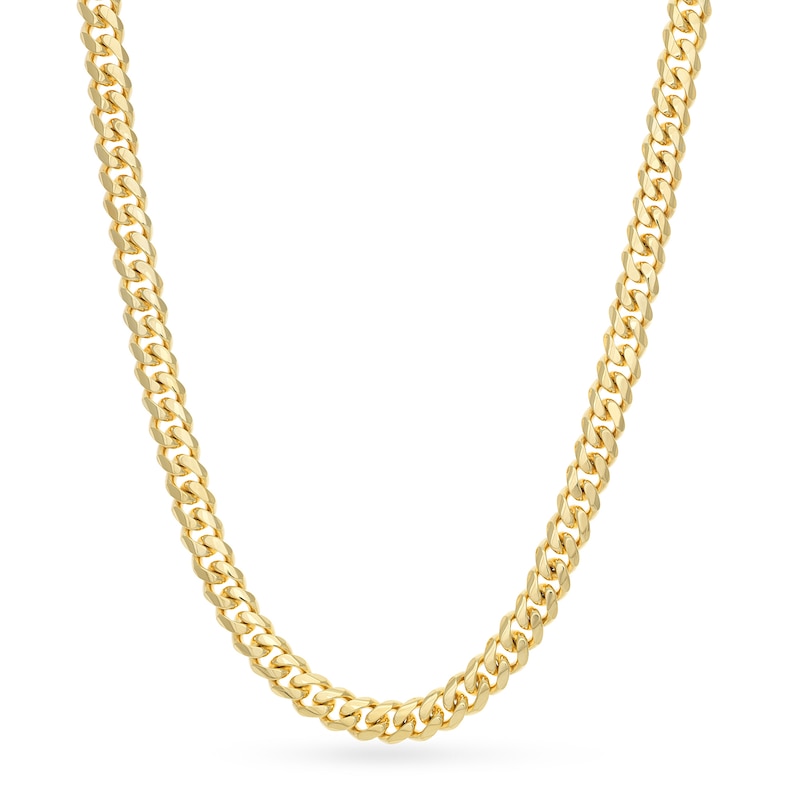 Main Image 1 of Solid Miami Cuban Link Necklace 14K Yellow Gold 24" 11mm