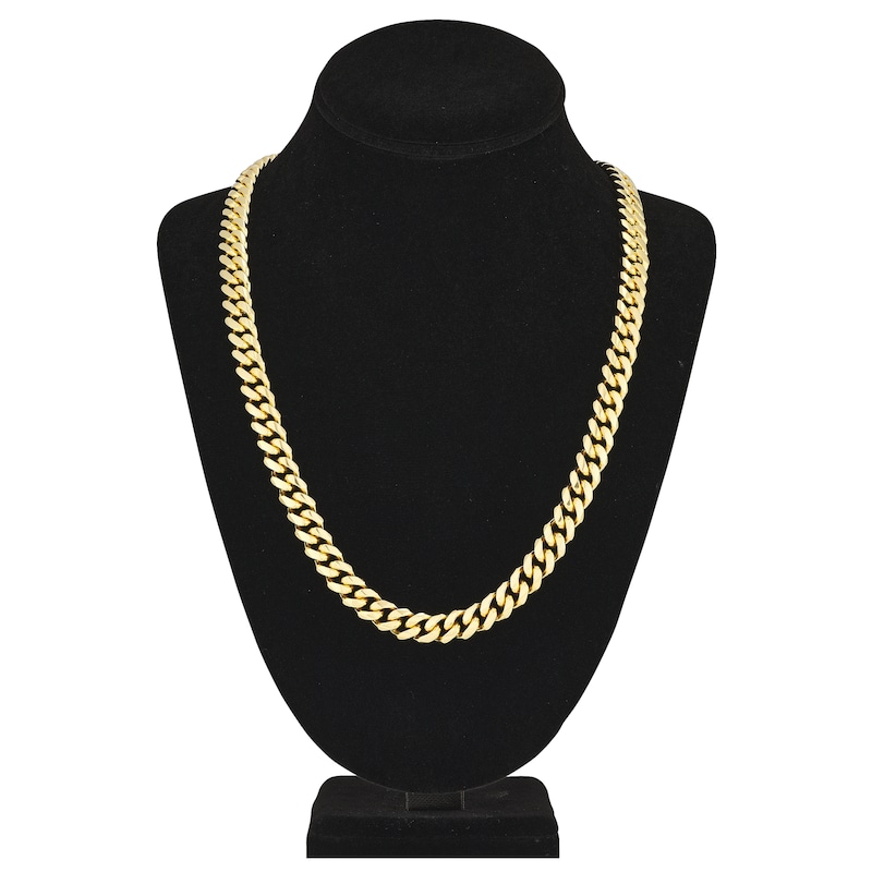 Main Image 4 of Solid Miami Cuban Link Necklace 14K Yellow Gold 24" 11mm