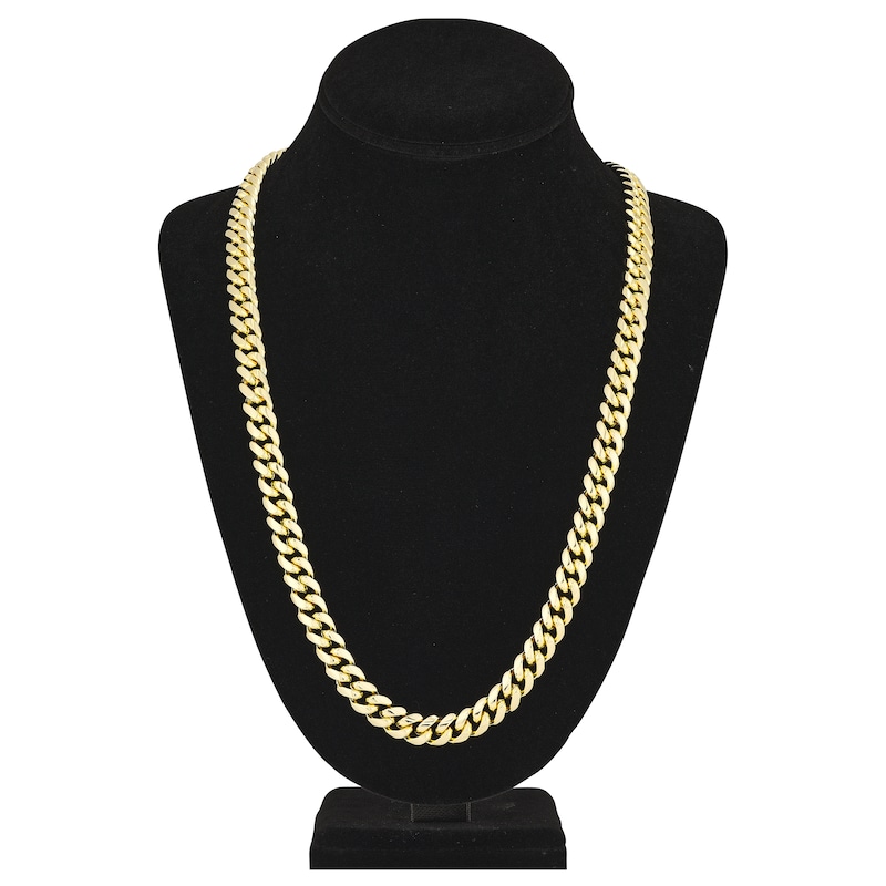 Main Image 4 of Solid Miami Cuban Link Necklace 14K Yellow Gold 26" 11mm