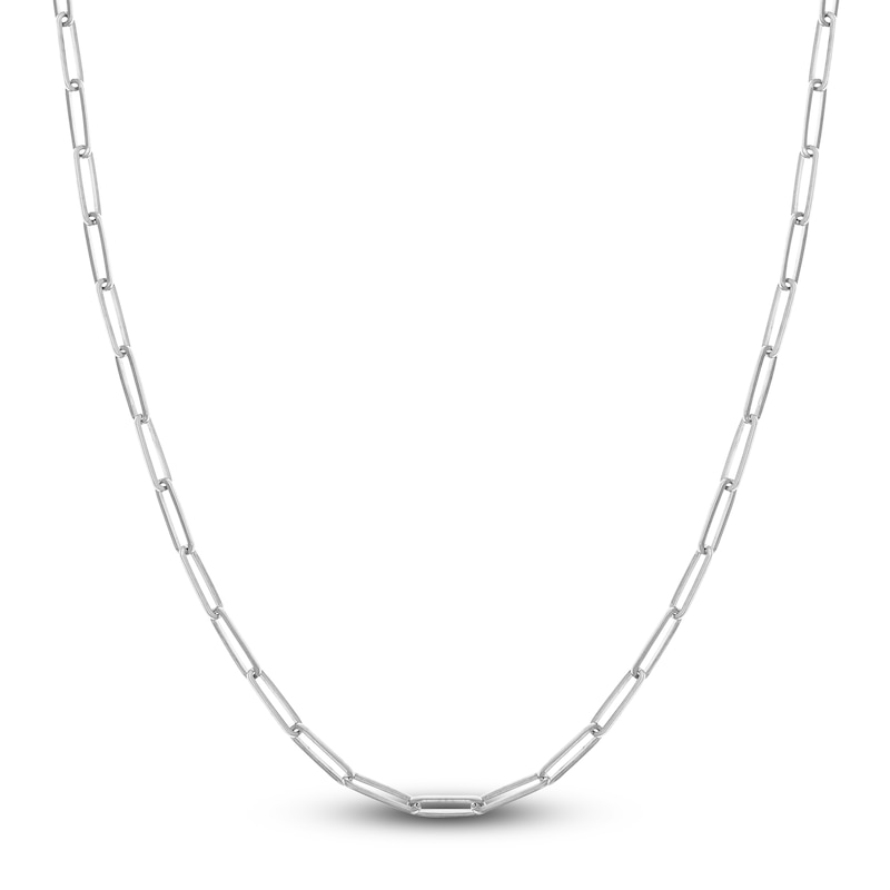 Solid Paperclip Chain Necklace 14K White Gold 24" 3.90mm
