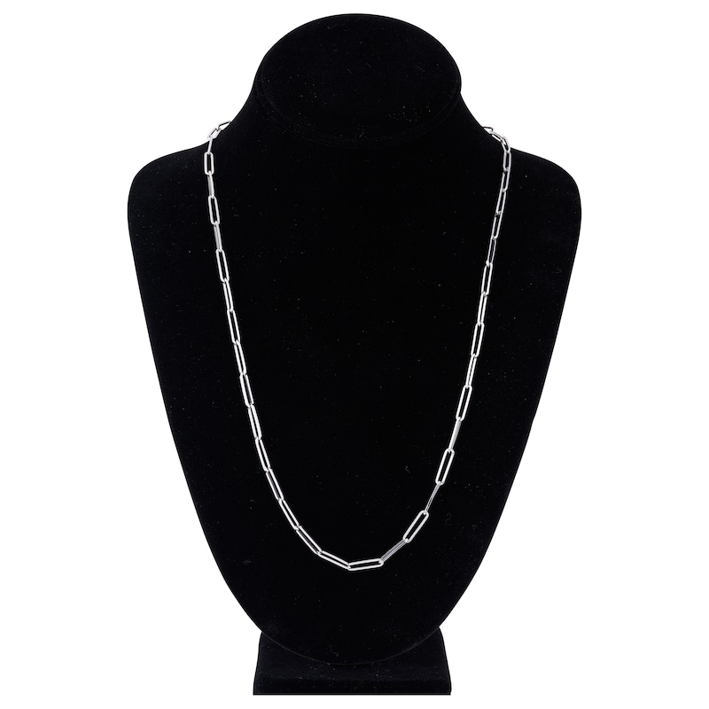 Main Image 4 of Solid Paperclip Chain Necklace 14K White Gold 24" 3.90mm