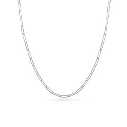 Solid Paperclip Chain Necklace 14K White Gold 20&quot;