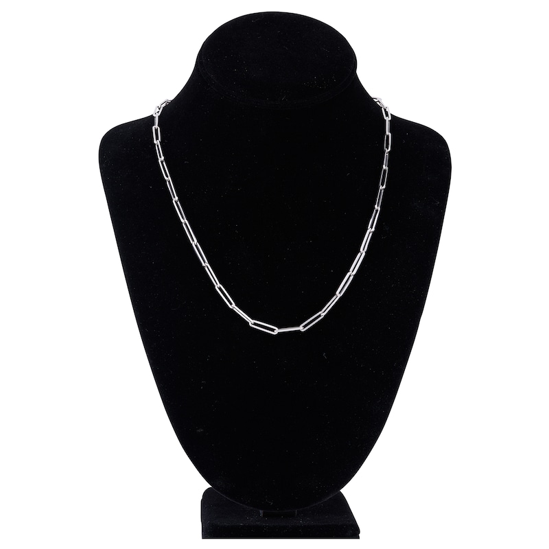 Main Image 4 of Solid Paperclip Chain Necklace 14K White Gold 20" 3.90mm