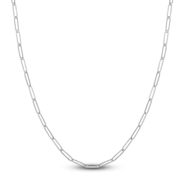 Solid Paperclip Chain Necklace 14K White Gold 30" 3.9mm