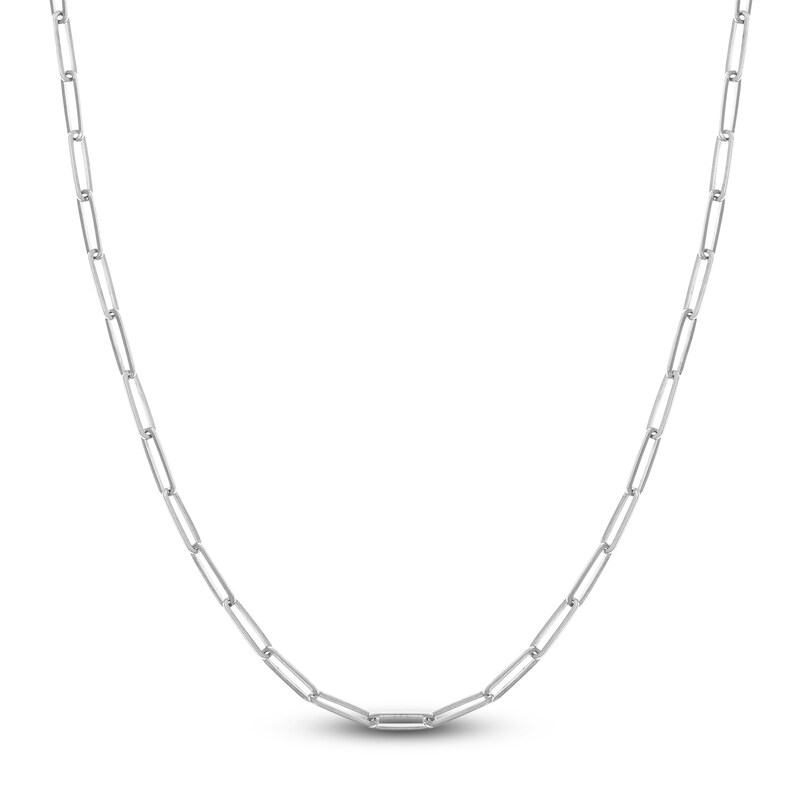 Main Image 1 of Solid Paperclip Chain Necklace 14K White Gold 30" 3.9mm