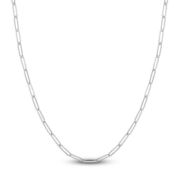Solid Paperclip Chain Necklace 14K White Gold 18" 3.9mm