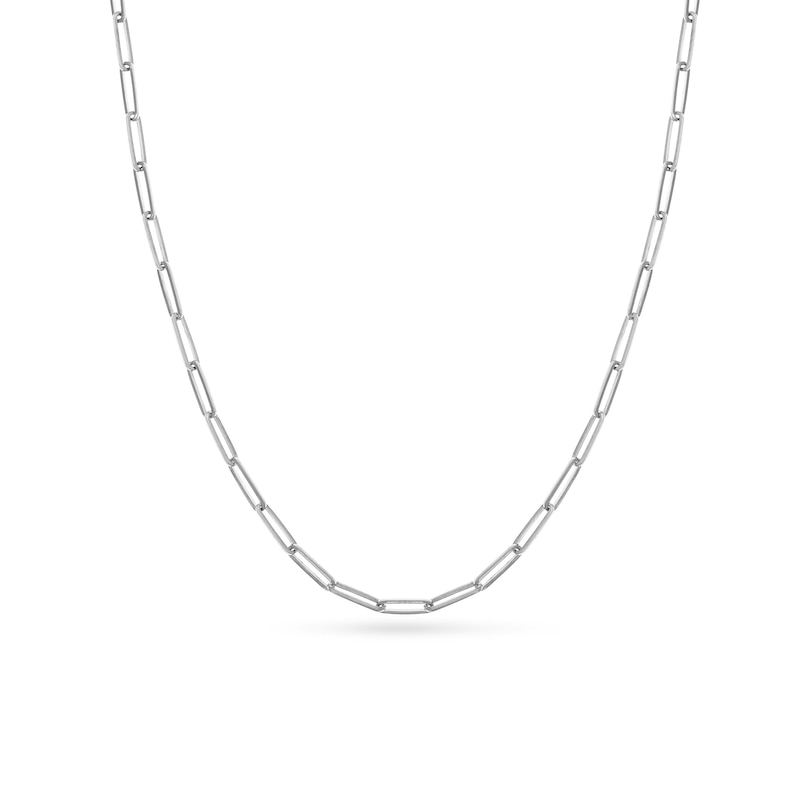 Solid Paperclip Chain Necklace 14K White Gold 18" 3.95mm