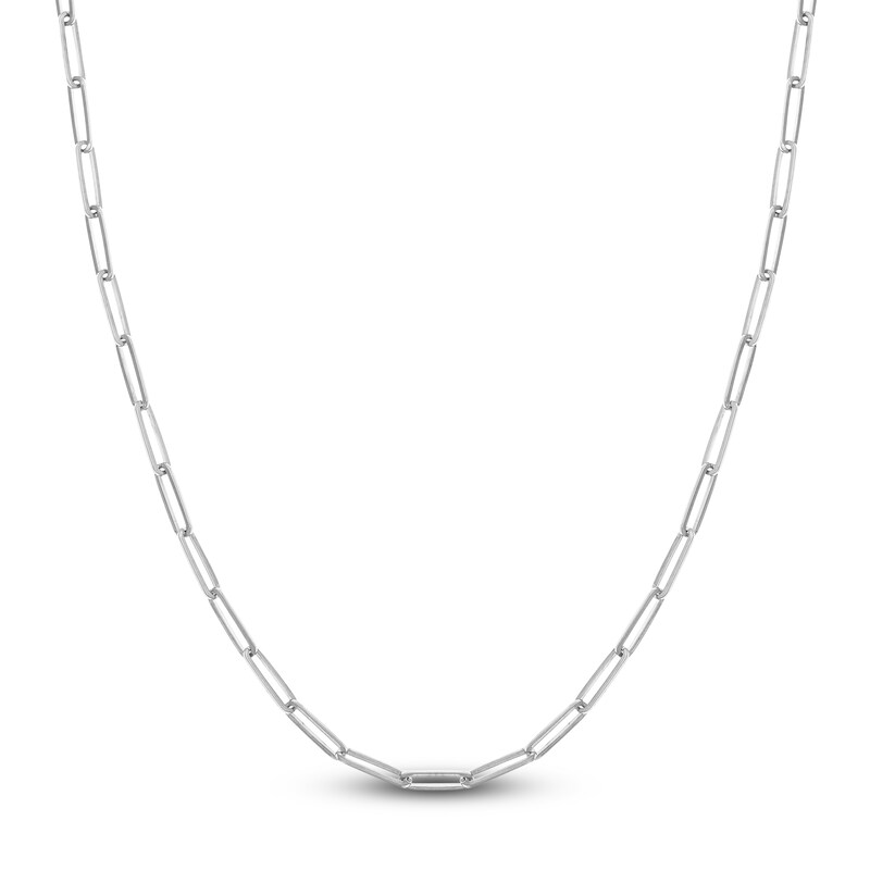 Solid Paperclip Chain Necklace 14K White Gold 18" 3.95mm