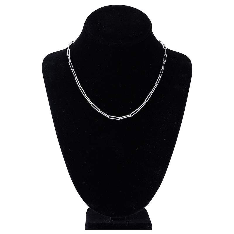 Main Image 4 of Solid Paperclip Chain Necklace 14K White Gold 18" 3.9mm